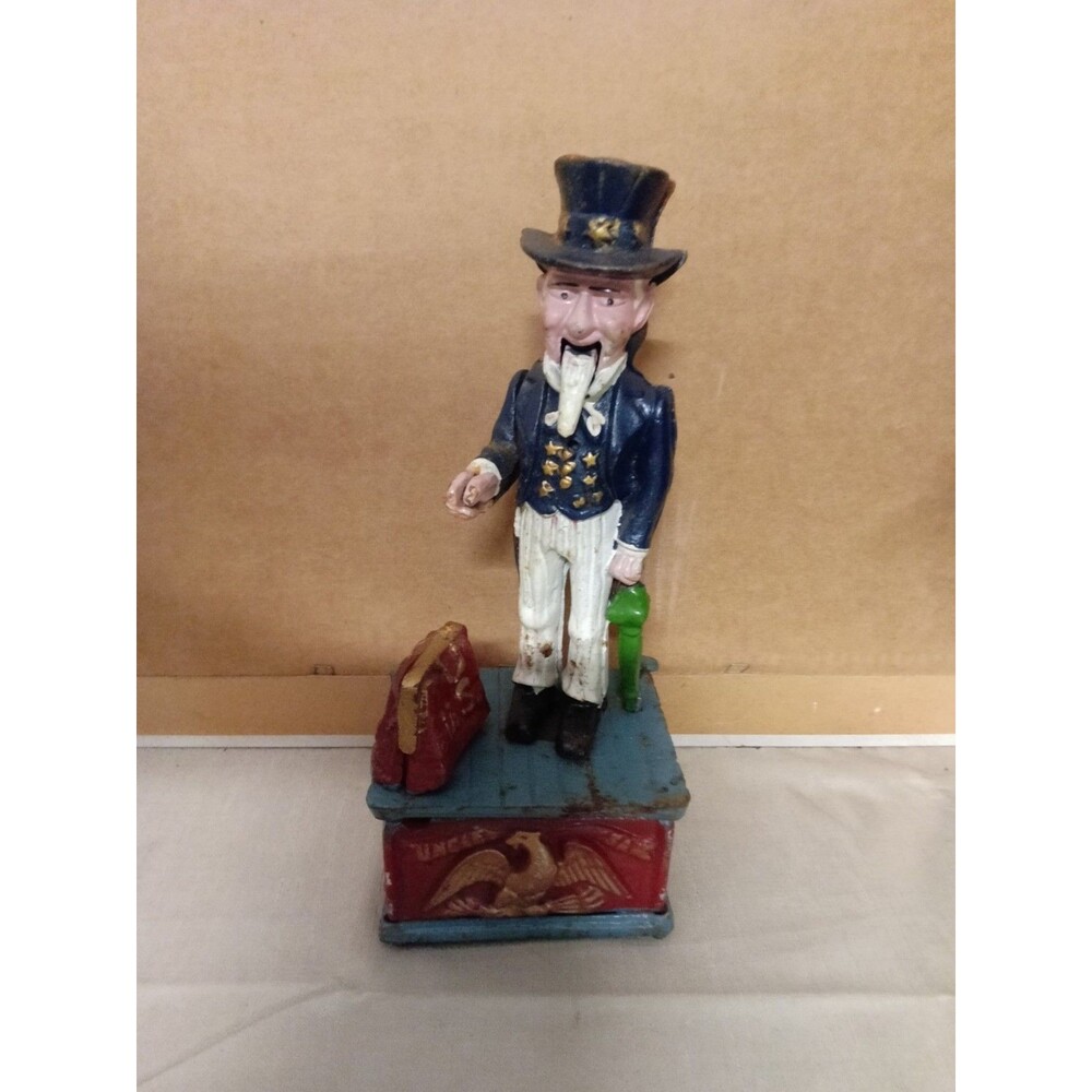 Uncle Sam Cast Iron Mechanical Bank 11" tall